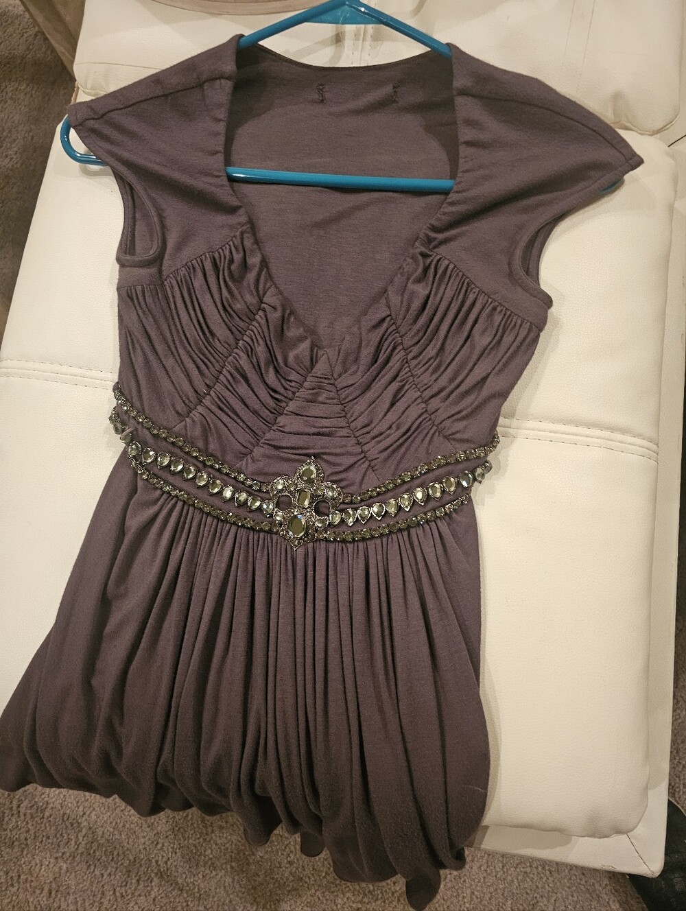 Sky TOP Women's Embellished V-Neck GREY Top